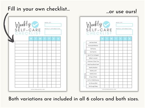 Daily Self Care Checklist Printable Self Care Habit Tracker Self Care