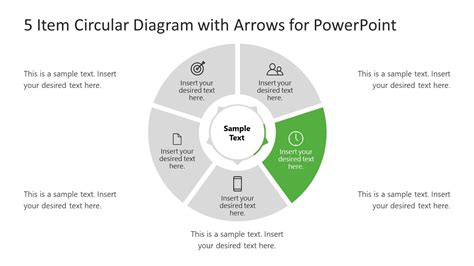 5 Item Circular Diagram With Arrows For PowerPoint SlideModel