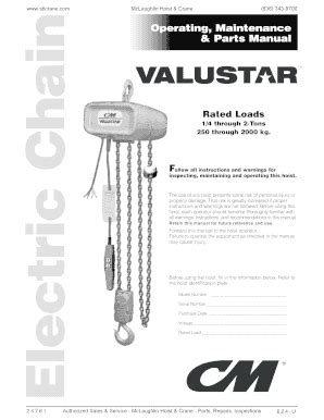 Fillable Online CM Valuestar Hoists McLaughlin Hoist Crane Fax