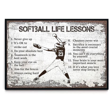 Softball Life Lesson Softball Personalized Poster Softball Life