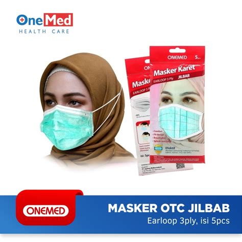 Jual Masker Jilbab 3ply Isi 5pcs OneMed OB Shopee Indonesia