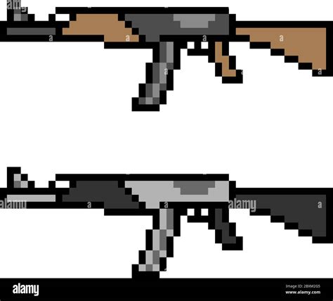 Vector Pixel Art Assault Rifle Isolated Stock Vector Image Art Alamy