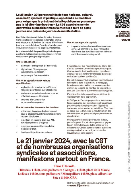 Non A La Loi Asile Immigration Le 21 Janvier Cgt Hérault