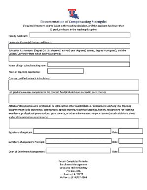 Fillable Online Latech Documentation Of Compensating Strengths Fax