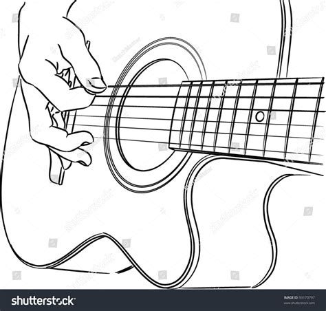 Playing Acoustic Guitar Vector Outline Stock Vector 93170797 Shutterstock