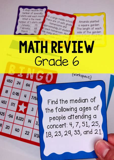 End Of Year Math Review Bingo Game 6th Grade Math Review Math Math Review Game