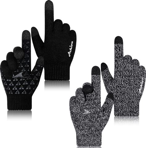 Achiou Winter Gloves For Men Women Pairs Touch Screen Texting Warm