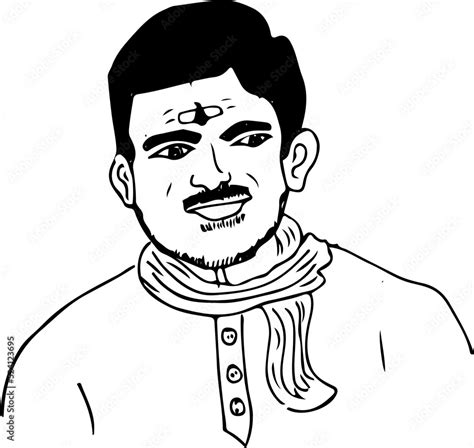 Indian Village Man Face Sketch Drawing Indian Hindu Man Face Cartoon