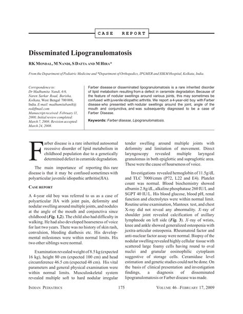 Pdf Disseminated Lipogranulomatosis