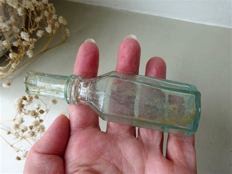 Antique Aqua Octagonal Bottle Burst Lip Sauce Bottle Shear Etsy