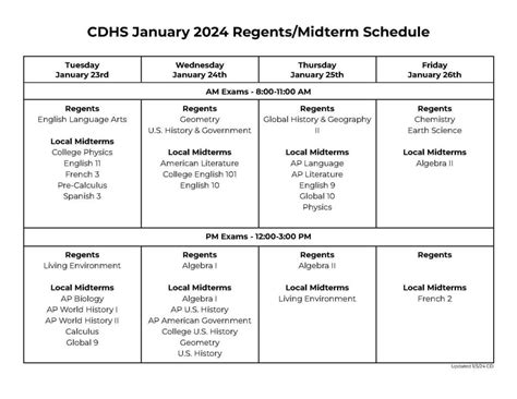 Jan 2024 Regents Schedule Nyc Tori Sharyl