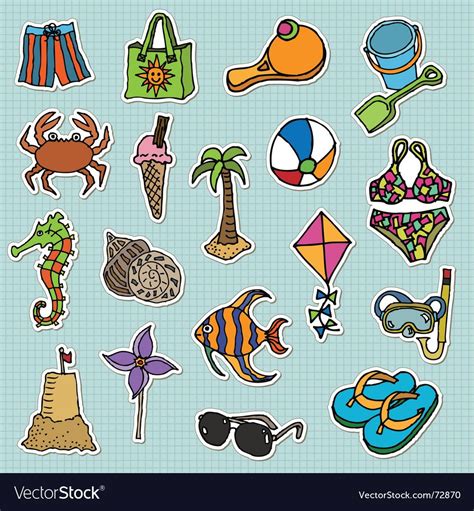 Beach Stickers Royalty Free Vector Image Vectorstock Aff Royalty