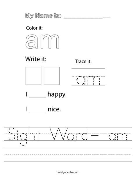 Sight Words Worksheets • Teacha Worksheets Library