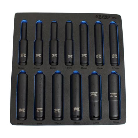 US PRO 13pc 1 2 DR 6PT Extra Deep Impact Socket Set 3812 DSD TOOLS