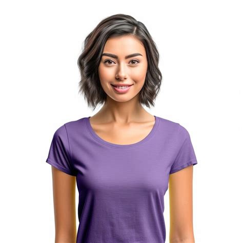 Premium Ai Image A Woman Wearing A Purple Shirt That Sayst Shirton It