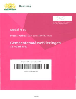 Fillable Online Model N Proces Verbaal Van Een Stembureau C T