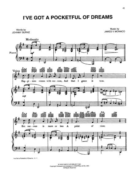 I Ve Got A Pocketful Of Dreams Piano Vocal Guitar Digital Sheet