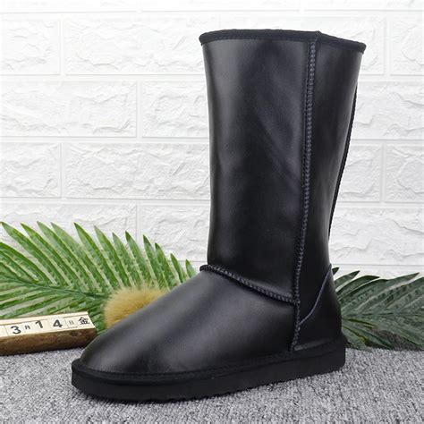 Botas De Nieve Impermeables De Cuero Genuino Para Mujer Botas Largas