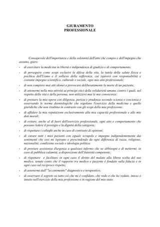 Giuramento Professionale Medico Pdf