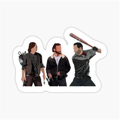 Daryl Rick And Negan Sticker For Sale By Islaramsey19 Redbubble