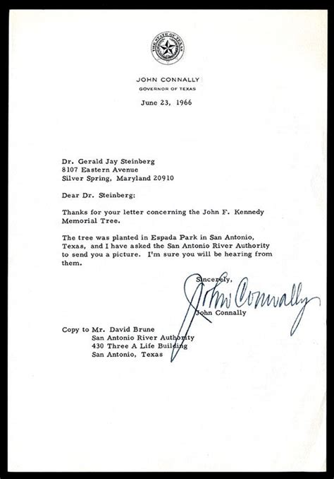 John Connally Typed Letter signed and on Governor of Texas Letterhead ...