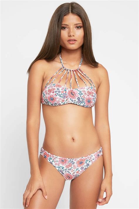 Billabong Vagabond Floral Strappy Hi Neck Bikini Top South Moon Under