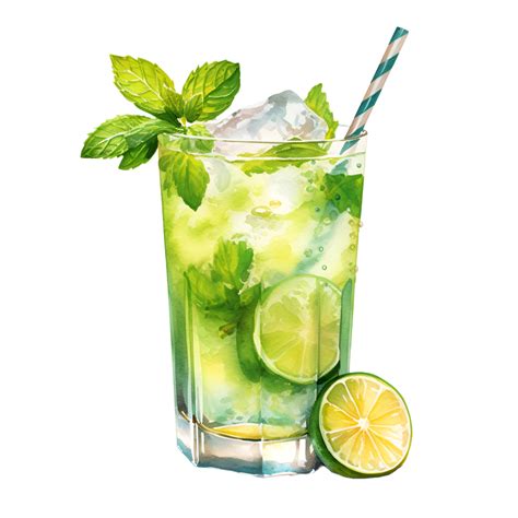 Mojito Cocktail Aquarelle Clipart Ai Généré 24282419 Png