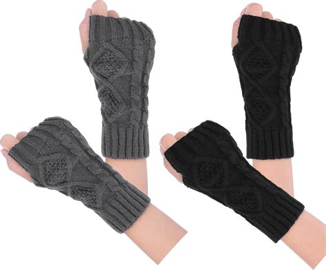 Wllhyf Women Winter Knit Fingerless Gloves Crochet Arm Warmers Knitted