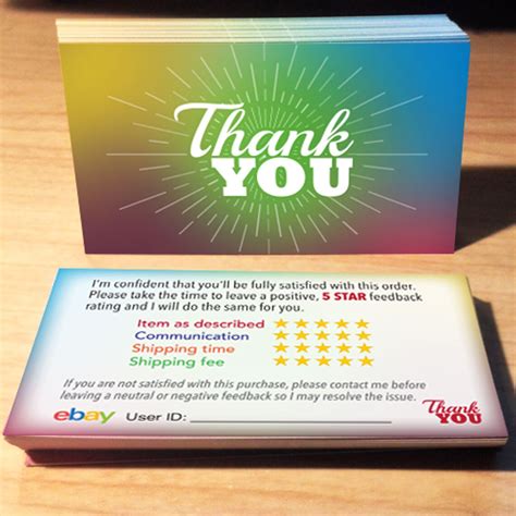 Printable Ebay Thank You Card Template Etsy