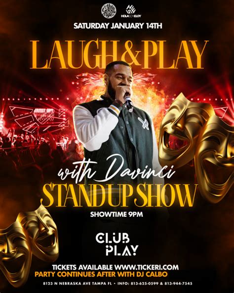 Davinci Stand Up Comedy Tampa Tickets Boletos At Club Play Tampa