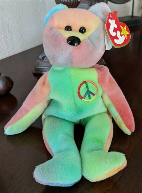 Ty Peace Bear Beanie Baby All Tag Errors Rare W Pvc Pellets Highly