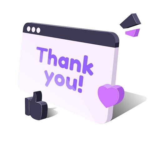 Gracias Modelo De Pantalla De Computadora 3d Con Agradecimiento Y Corazón Vector Premium