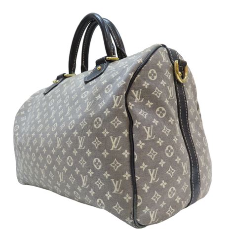 【二手名牌brand Off】louis Vuitton Lv 路易威登 灰色 緹花帆布 Speedy Bandouliere 30 两用包