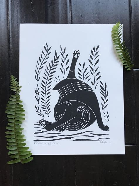 Black Cat Bathing Butt Licker Funny Lino Print : r/artstore