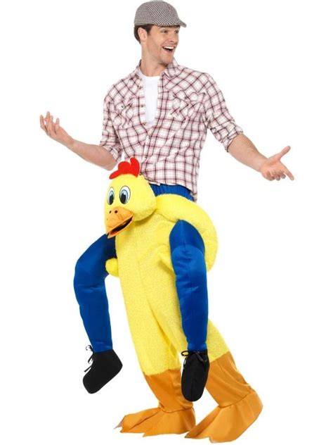 Unisex Yellow Piggyback Chicken Fancy Dress Costume