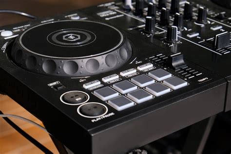 premium photo dj mixer controller close
