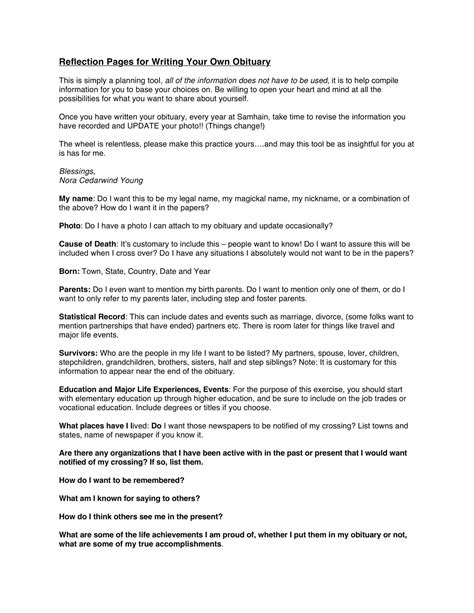 Free Printable Obituary Templates [Word, PDF] & Mother, Father, Grandmother