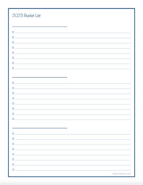 2023 Bucket List Printable — Alaina Ann