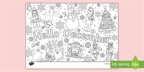 Hello December Colouring Page Months Twinkl Ks1