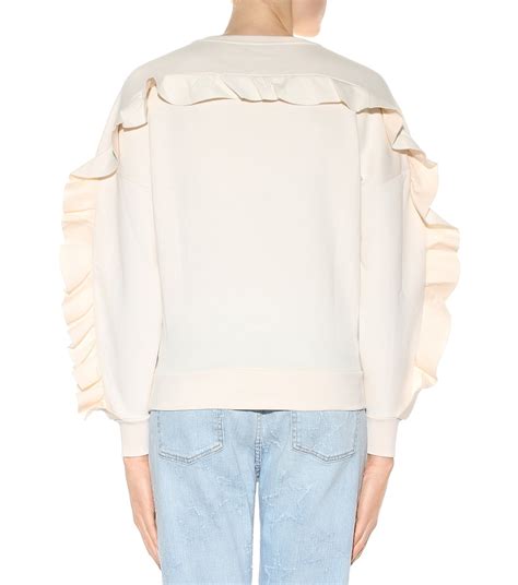 Ruffled Cotton Blend Sweater Stella Mccartney