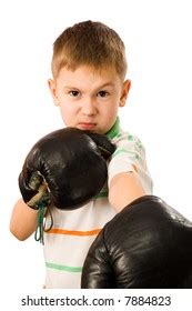 Little Cute Boy Boxing Gloves Celebrating Stock Photo (Edit Now) 655603783