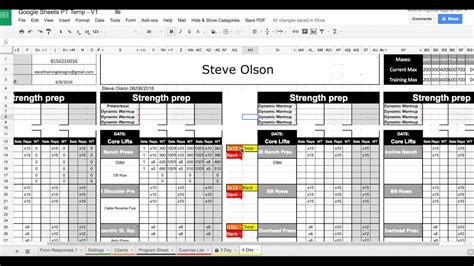 Workout Log Template Google Sheets