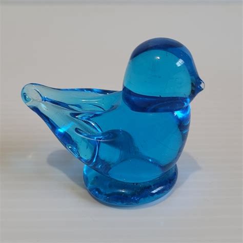 Art Vintage Glass Blue Bird Of Happiness Figurine Signed Dated Leo Ward 1997 2 Tall Poshmark