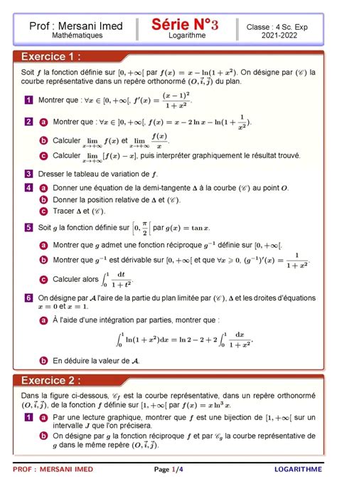 Bac Sc Exp Rimentales Math S Rie De R Vision