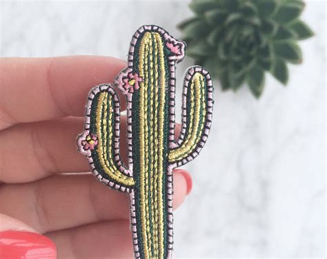 Cactus Patch Iron On Embroidered Applique Succulent Plant Southwestern