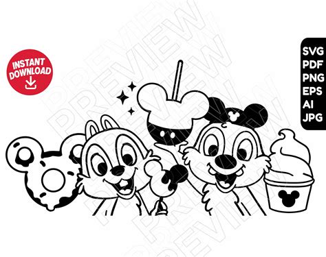 Chip And Dale Svg Clipart Png Disneyland Snacks Svg Cut Etsy