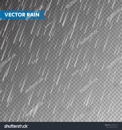 Realistic Rain Texture On Transparent Background Stock Vektor