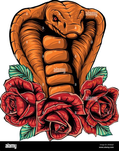 Vector Illustration Of Cobra Head With Rose Stock Vector Image And Art