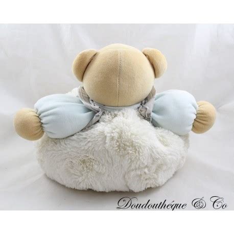 Peluche Patapouf Ours Kaloo Zen Oiseau Gris Blanc Bleu Grelot Fourr