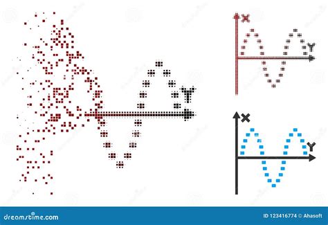 Icono Sinusoide Punteado Tono Medio Descompuesto Del Diagrama Del Pixel